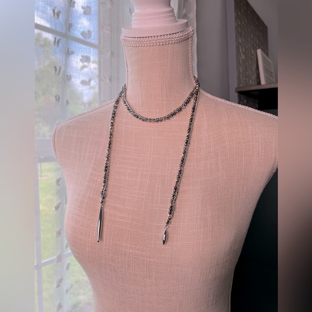STELLA&DOT Zoe lariat, silver, mixed metal. - Picture 6 of 9